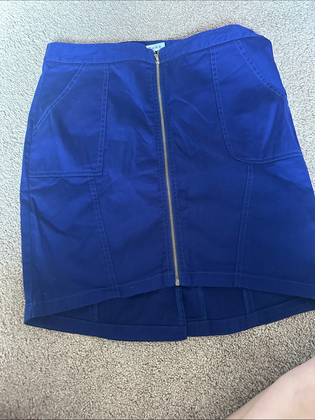 Trina Turk Royal Blue High-Low Front Zip Skirt